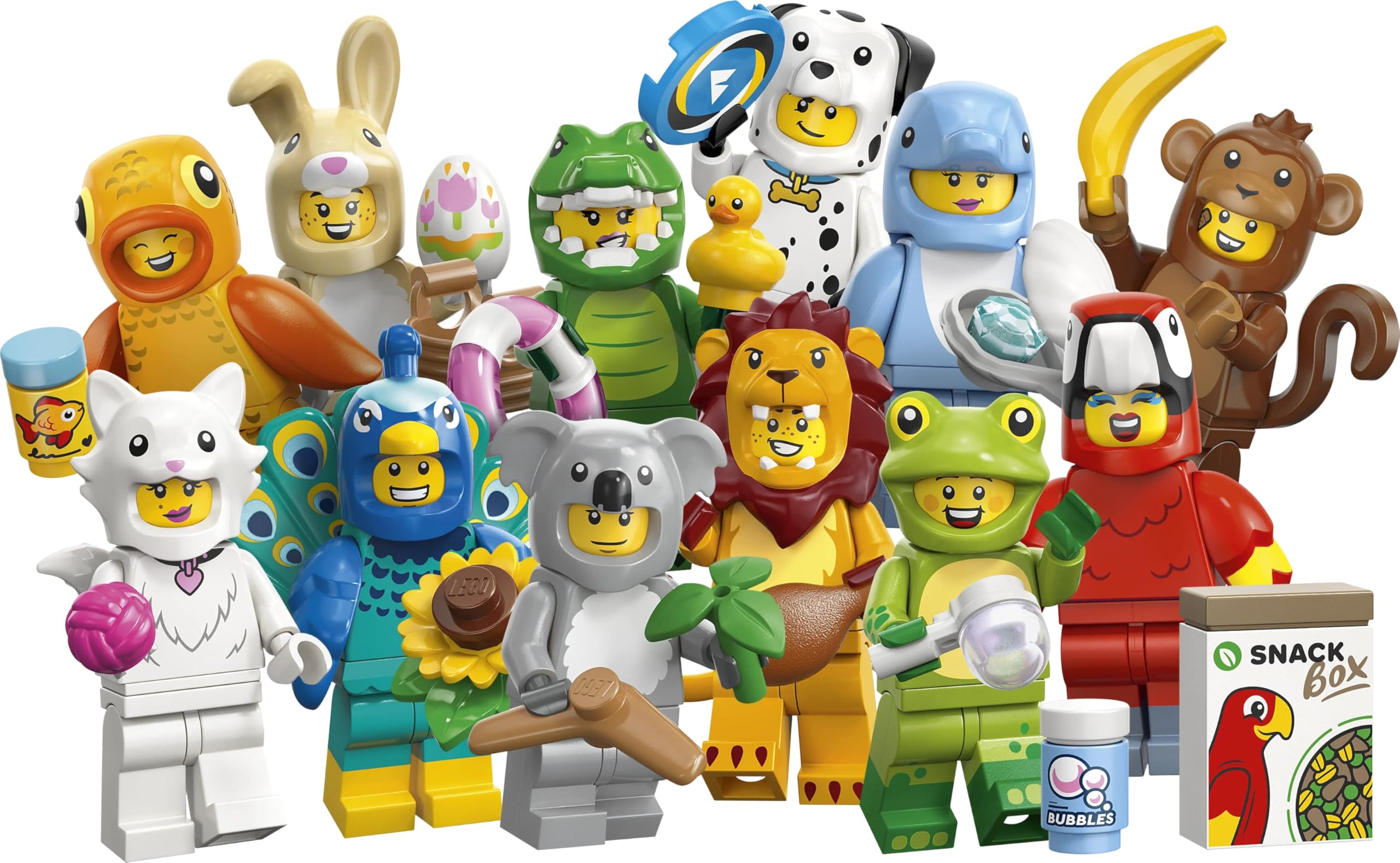 LEGO Minifigures Serie Animali 28 - Scatola a Sorpresa - Giocattolo con 1 di 12 Personaggi da Collezione tra cui Leone, Coniglio e Gatto - Riempi Bustine Regalo per Bambini e Bambine da 6 Anni - 71051
