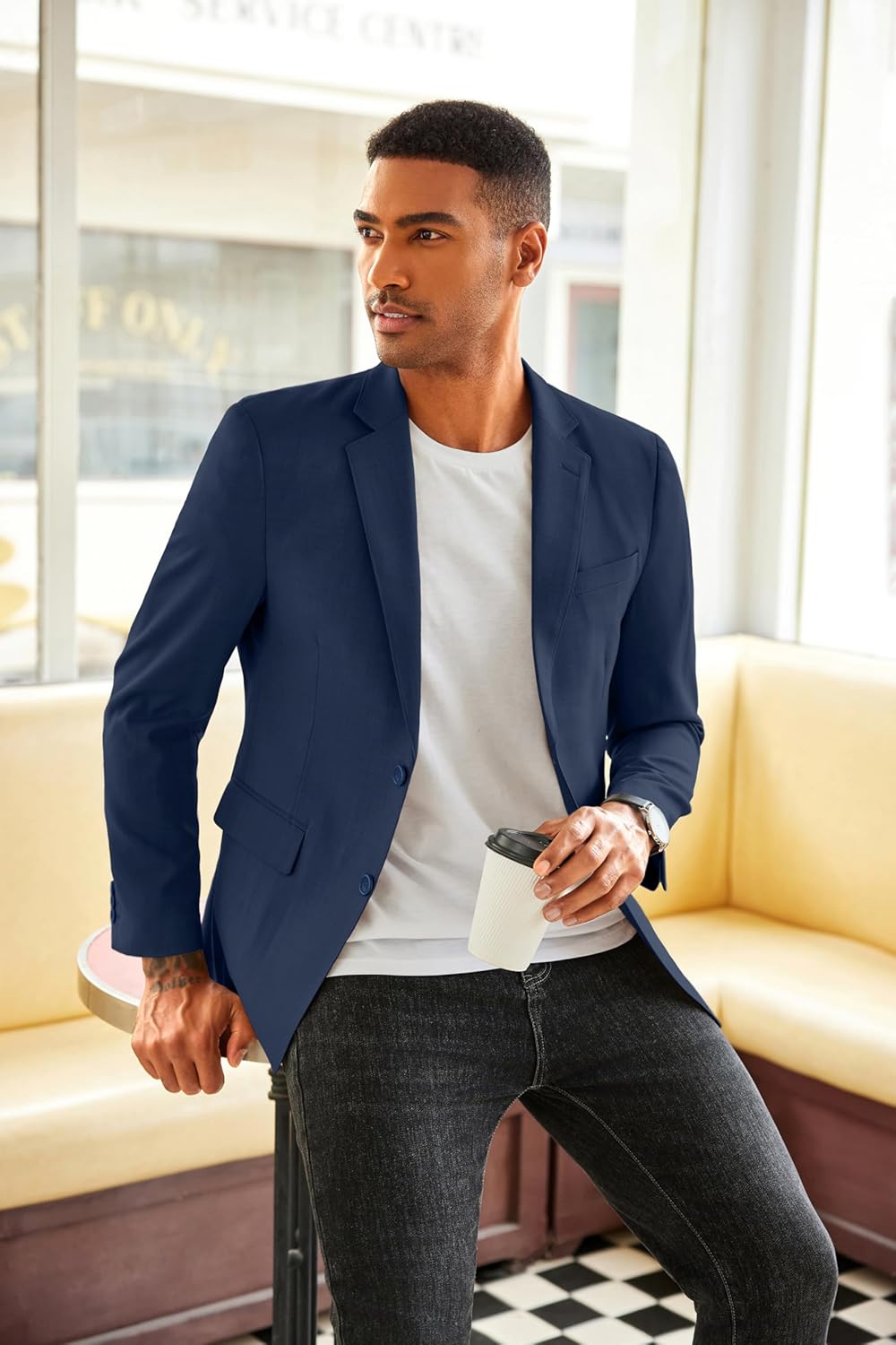 COOFANDY Mens Linen Casual Blazer Slim Fit Sport Coat Two Button Summer Suit Jacket Lightweight Business Sport Jacket - Image 7