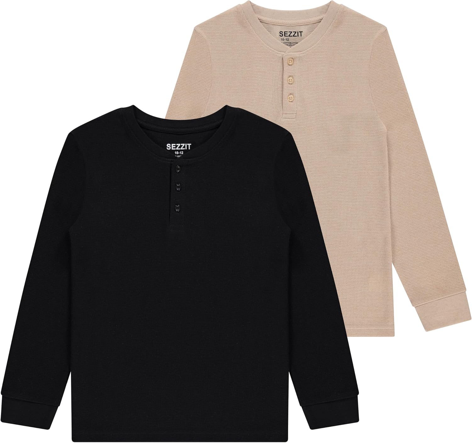 Boys' 2-Pack Thermal Henley Tops - Cozy, Breathable Long Sleeve Shirts for School and Play, Sizes 4-18