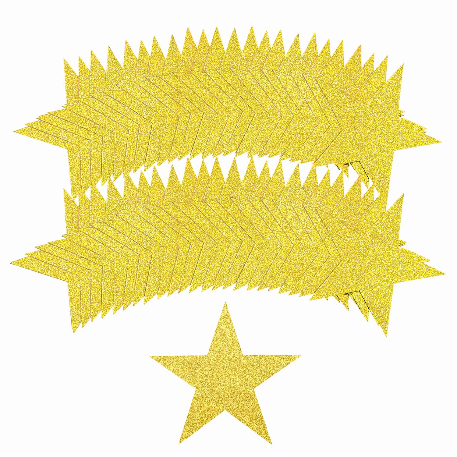 108 Pcs Glitter Gold Star Cutouts 6 Inch Cardboard Stars Cut-Outs Wall Decor for Christmas Birthday Classroom Bulletin Board Party Supplies