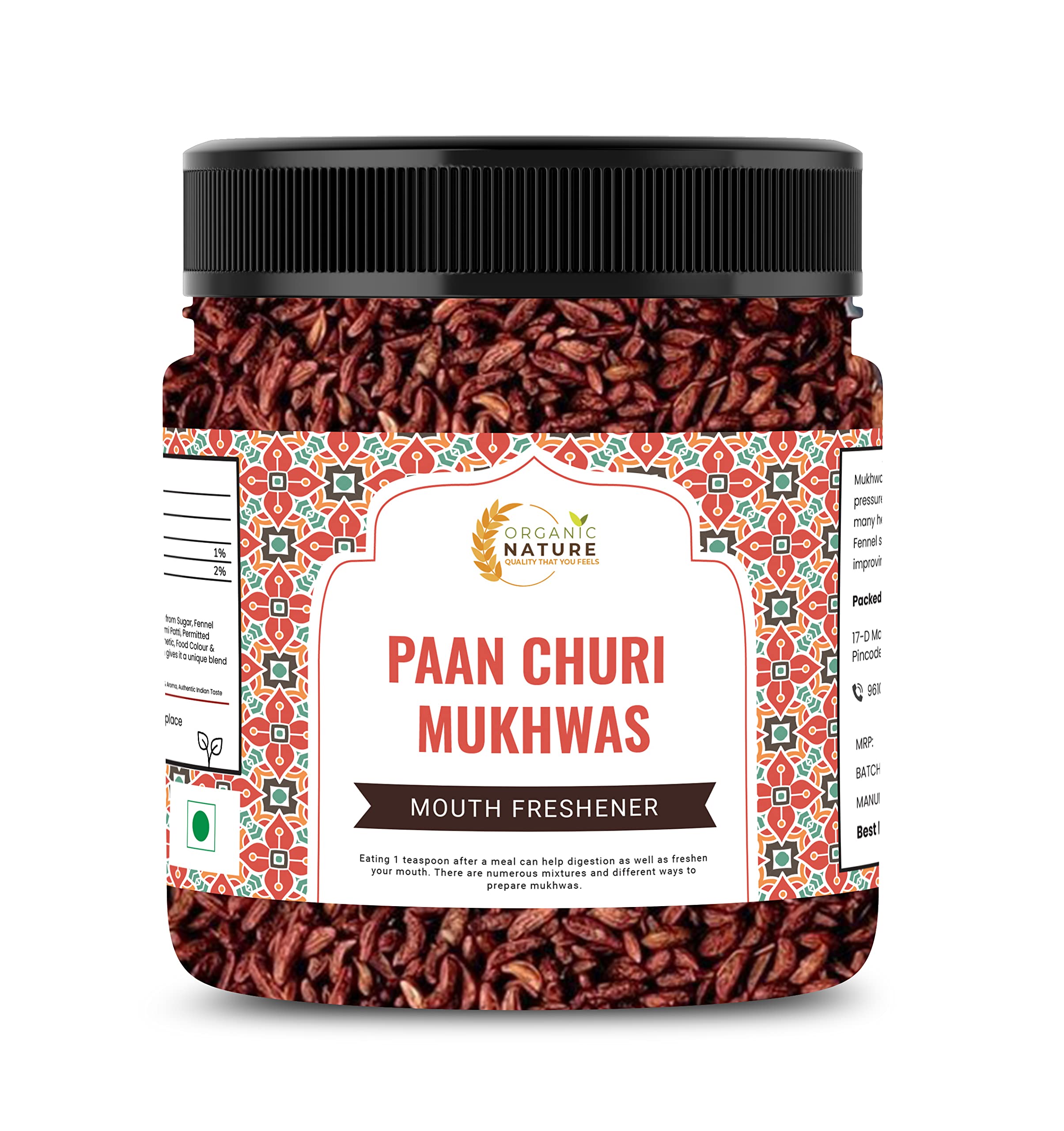 Organic Nature Homemade Paan Churi Mukhwas Mouth Freshener (Jar Pack) (300 Grams (Pack of 1 of 300 Grams))