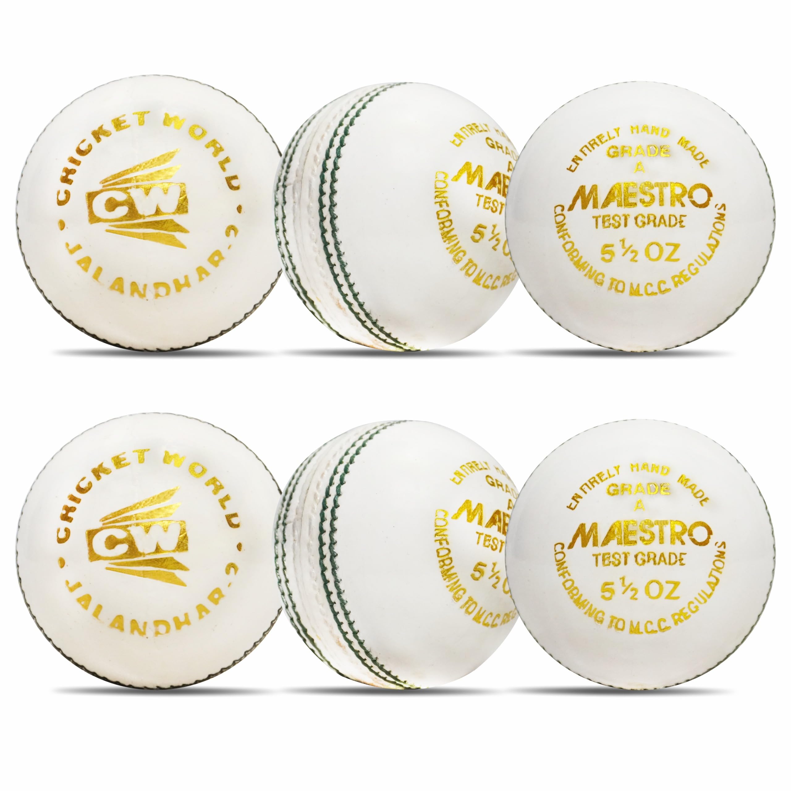 CW Maestro Cricketbälle aus hochwertigem Leder, 4 Stück, für Senioren, 4 Stück