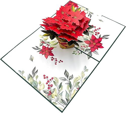 Miniatura 5 de Tarjeta de felicitación desplegable 3D, cesta de Pascua roja floreciente, tamaño 5 x 7 pulgadas, incluye una tarjeta de notas y sobre a juego