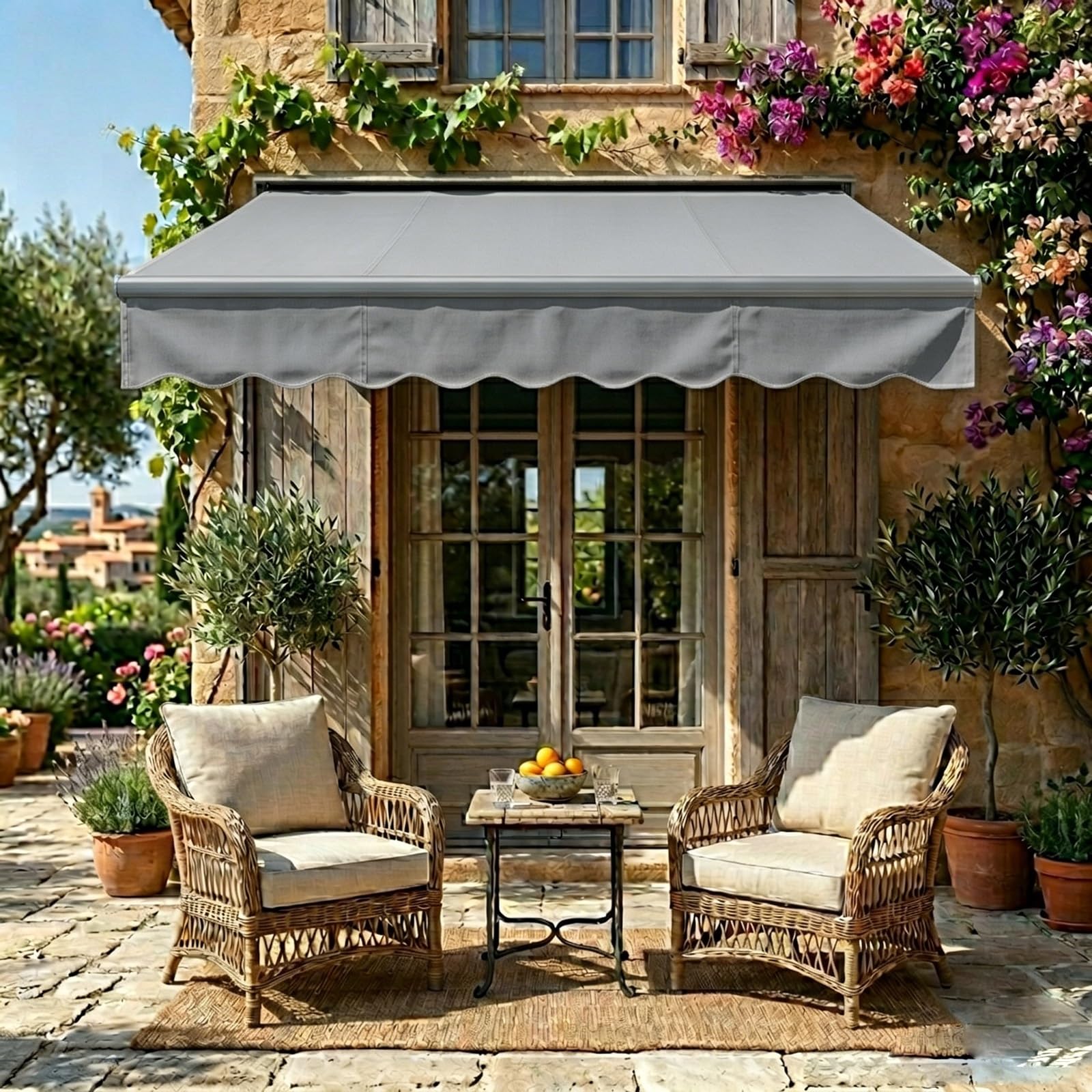 Toldo de tela Oxford impermeable y recambio de lona para terraza 6x2m