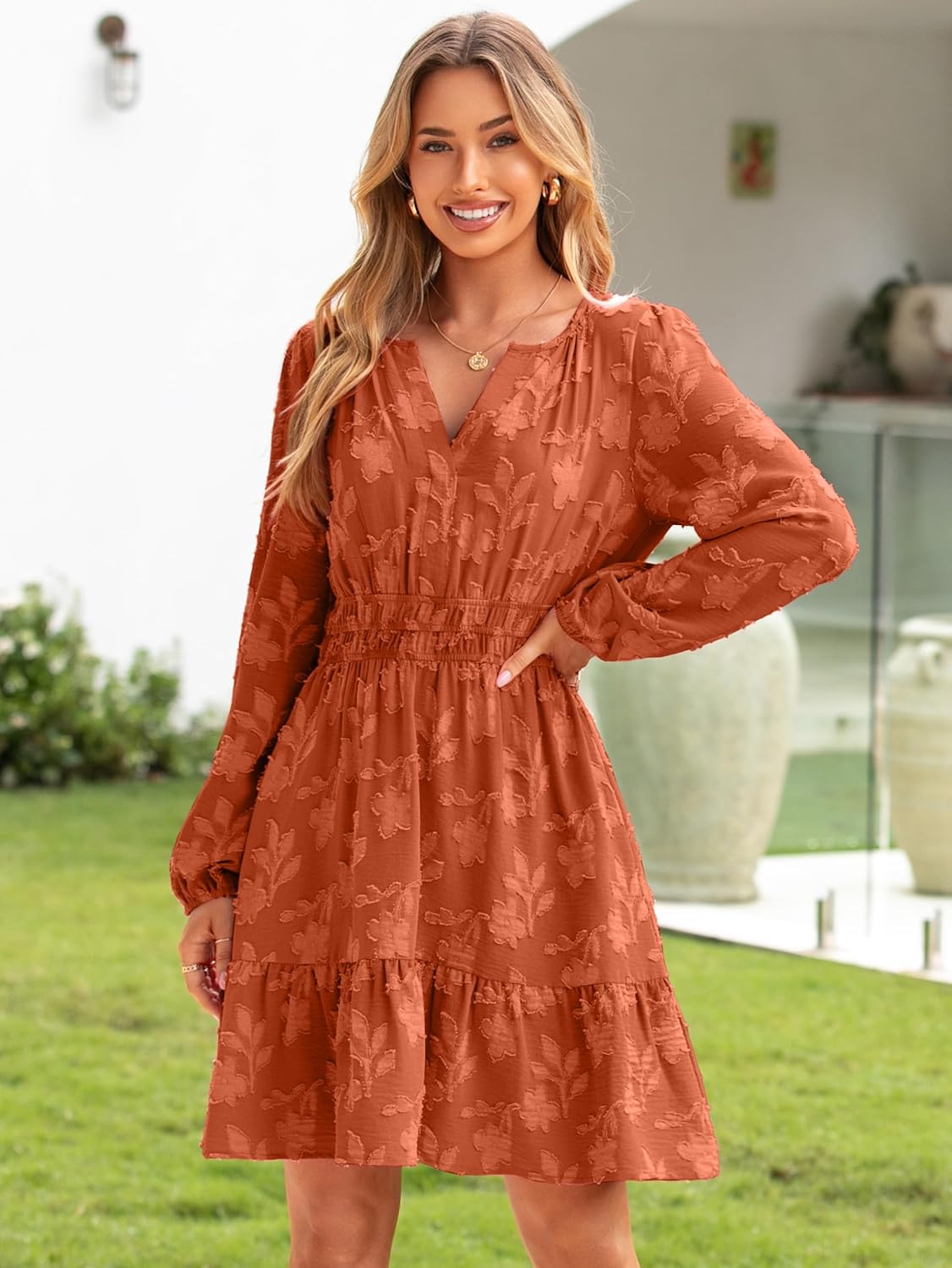 BerryGo Womens Long Sleeve Mini Dress Casual A Line Flowy Loose Vacation Party Babydoll Fall Short Dresses with Pocket - Image 2