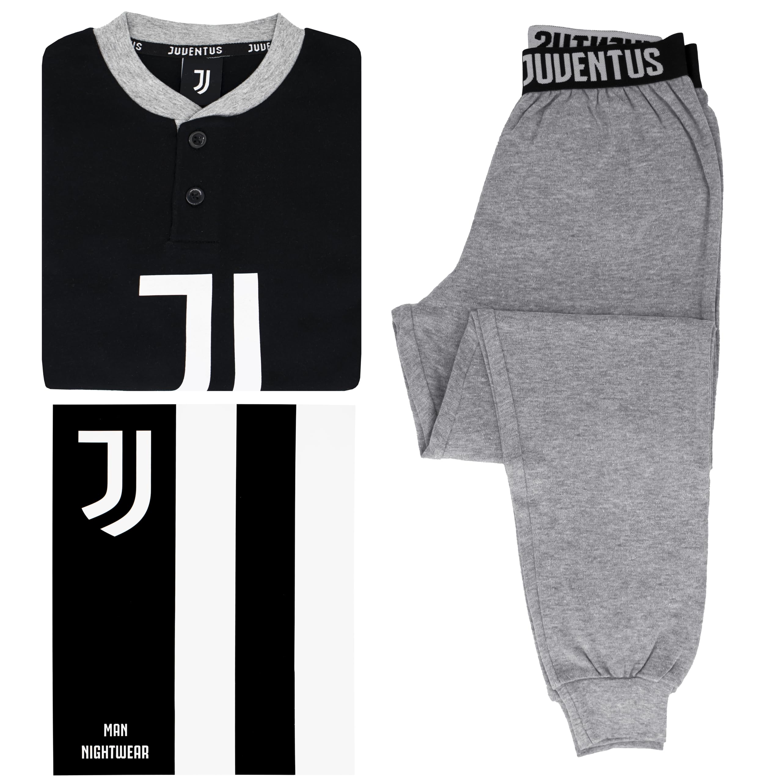 hermet Pigiama Juventus Ragazzo Uomo Ufficiale Homewear Interlock Tuta Cotone 1040 1035, XL
