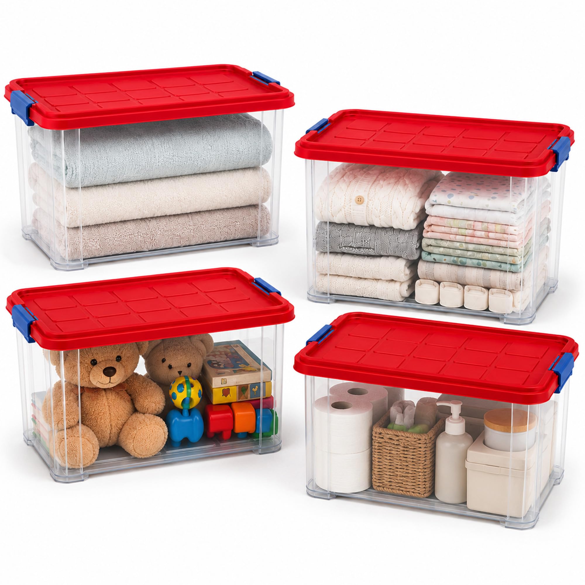 ARTECSIS 4 x Aufbewahrungsboxen aus Plastik M, 15L - 40 x 29 x 21 cm, aufbewahrungsbox mit Deckel, Eurobox, stapelbar