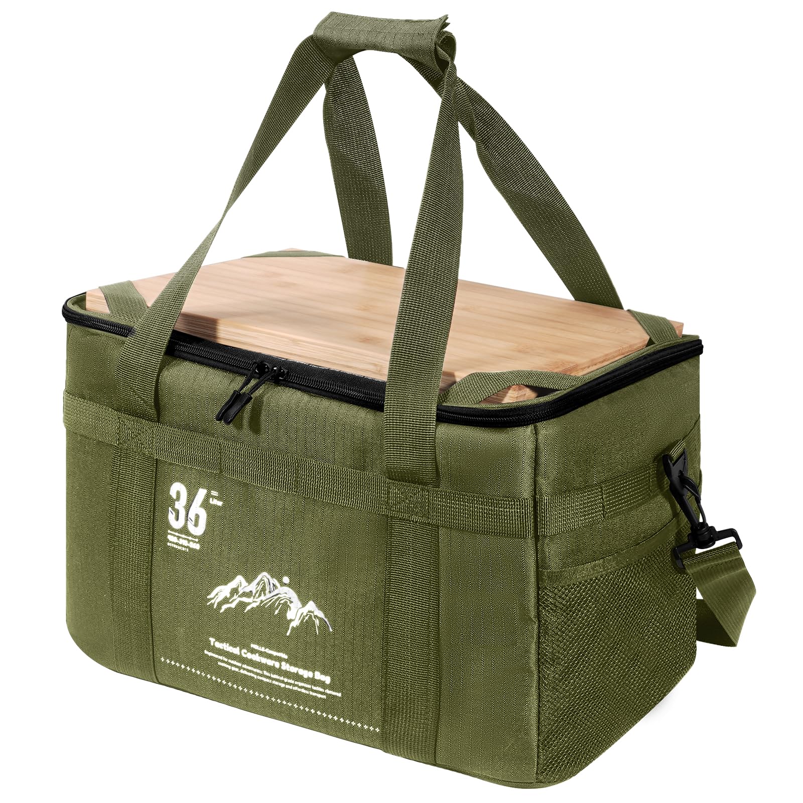 Photo 1 of ANHUXINLEI Tactical Camping Storage Bag - 36L Utility Tote Bag Organizer with Bamboo Cutting Board and Shoulder Strap, Ideal for Camping, Hiking and Vehicle Organization