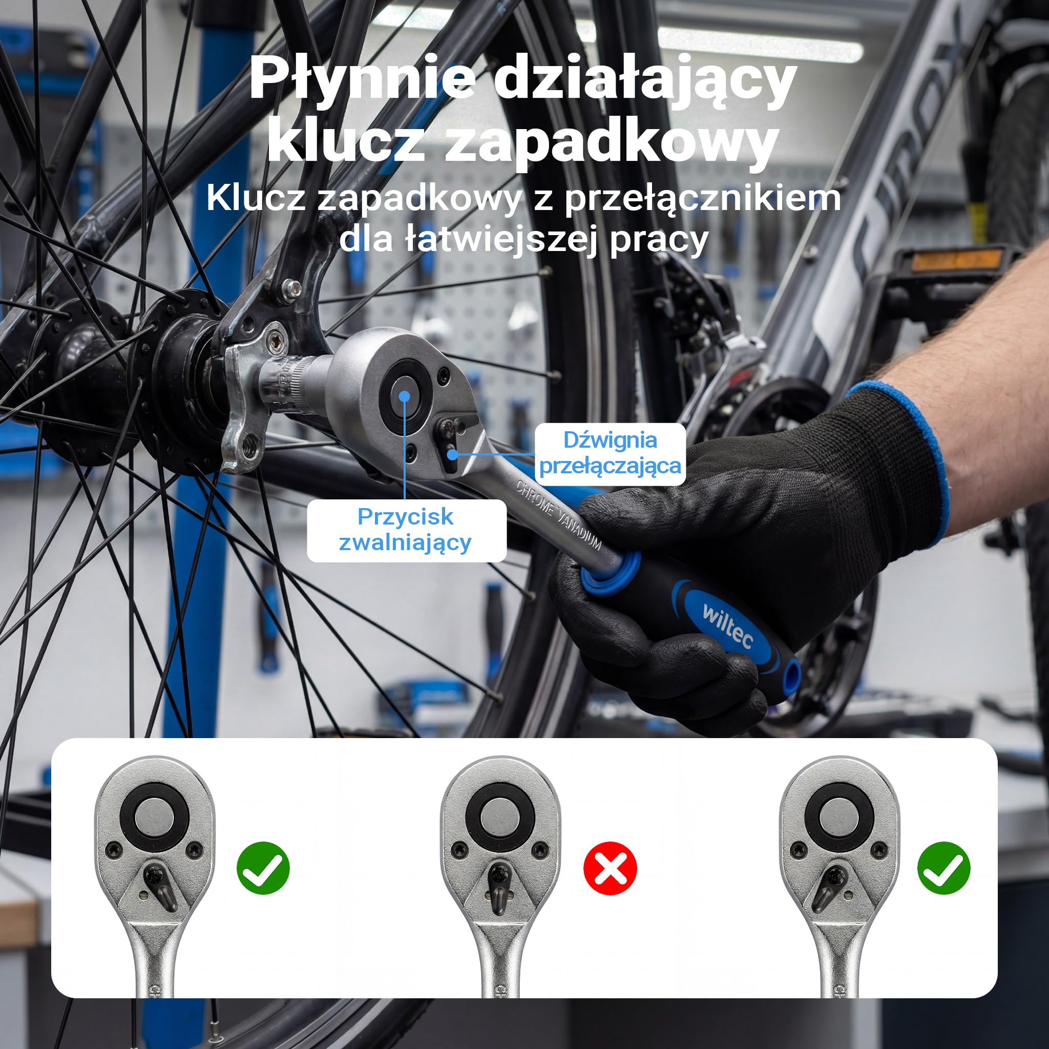 Wiltec Zestaw kluczy nasadowych 108-cz. z napędem ½" (12,5 mm) i ¼" (6,3 mm) i 2 grzechotkami w praktycznej walizce transportowej