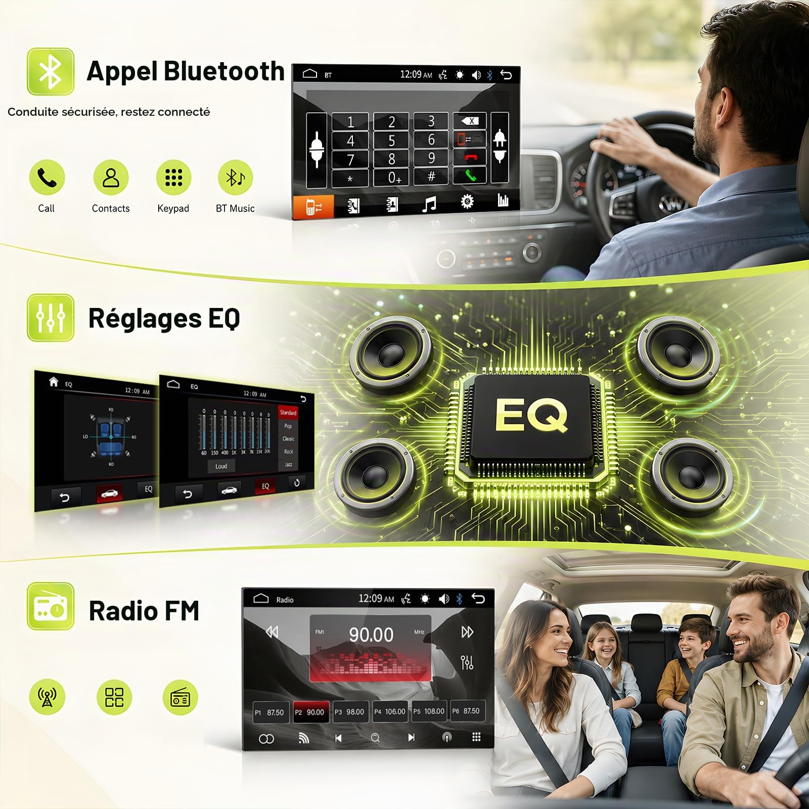 2 DIN Autoradio MirrorLink, 7 Pouces Touch Screen Radio Voiture avec Bluetooth/FM/AUX/TF/Caméra de Recul/SWC
