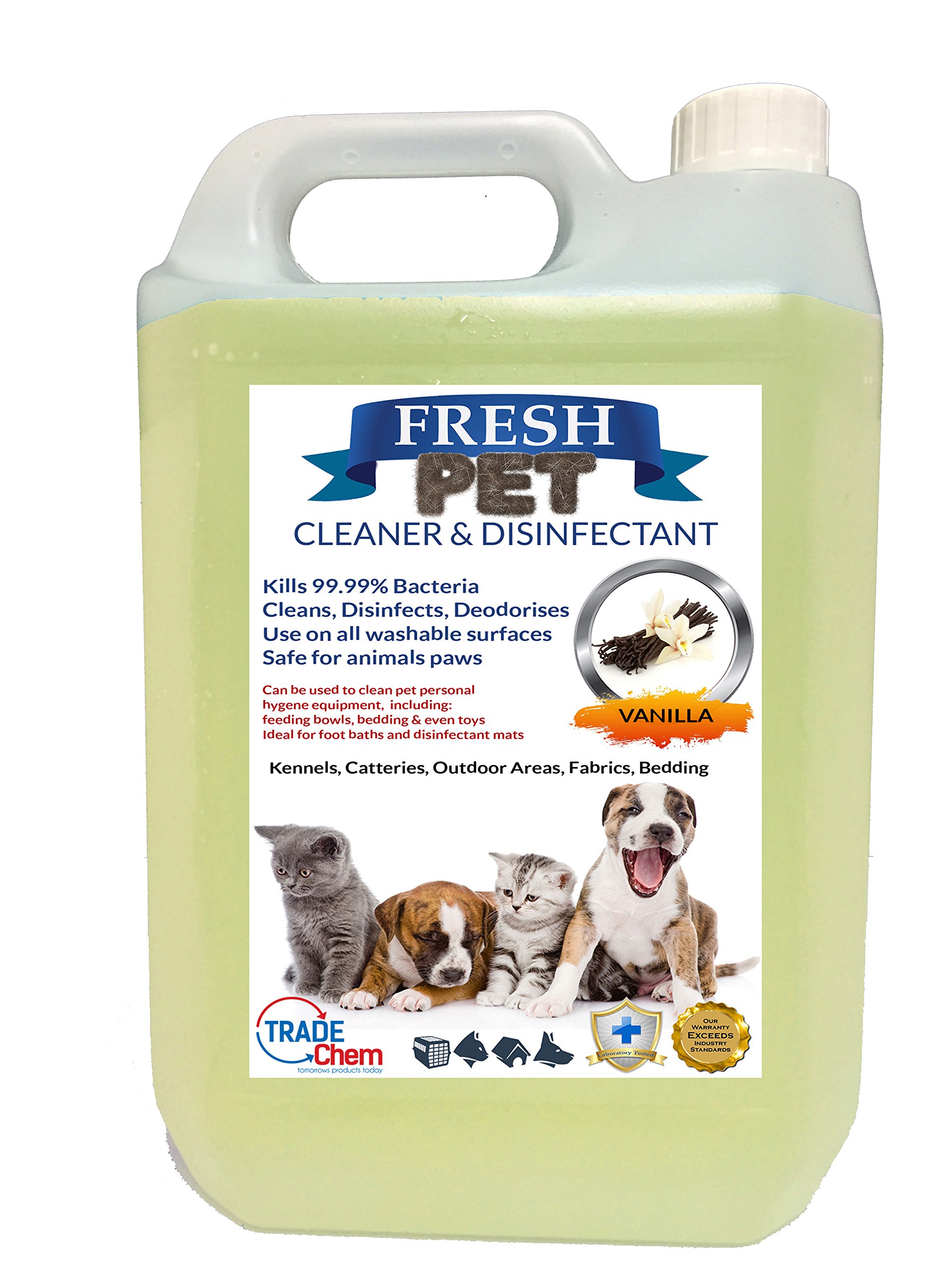 Trade Chemicals Pet Disinfectant Deodoriser Cleaner Kennels Artificial Grass Fresh Pet 5L (Vanilla)