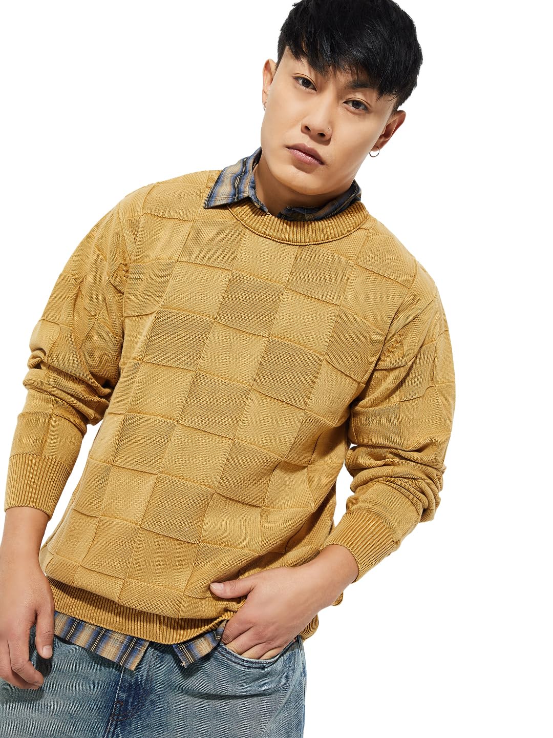 max Men's Cotton Casual Sweater (EDCSWI2523HW_Yellow-picture-43