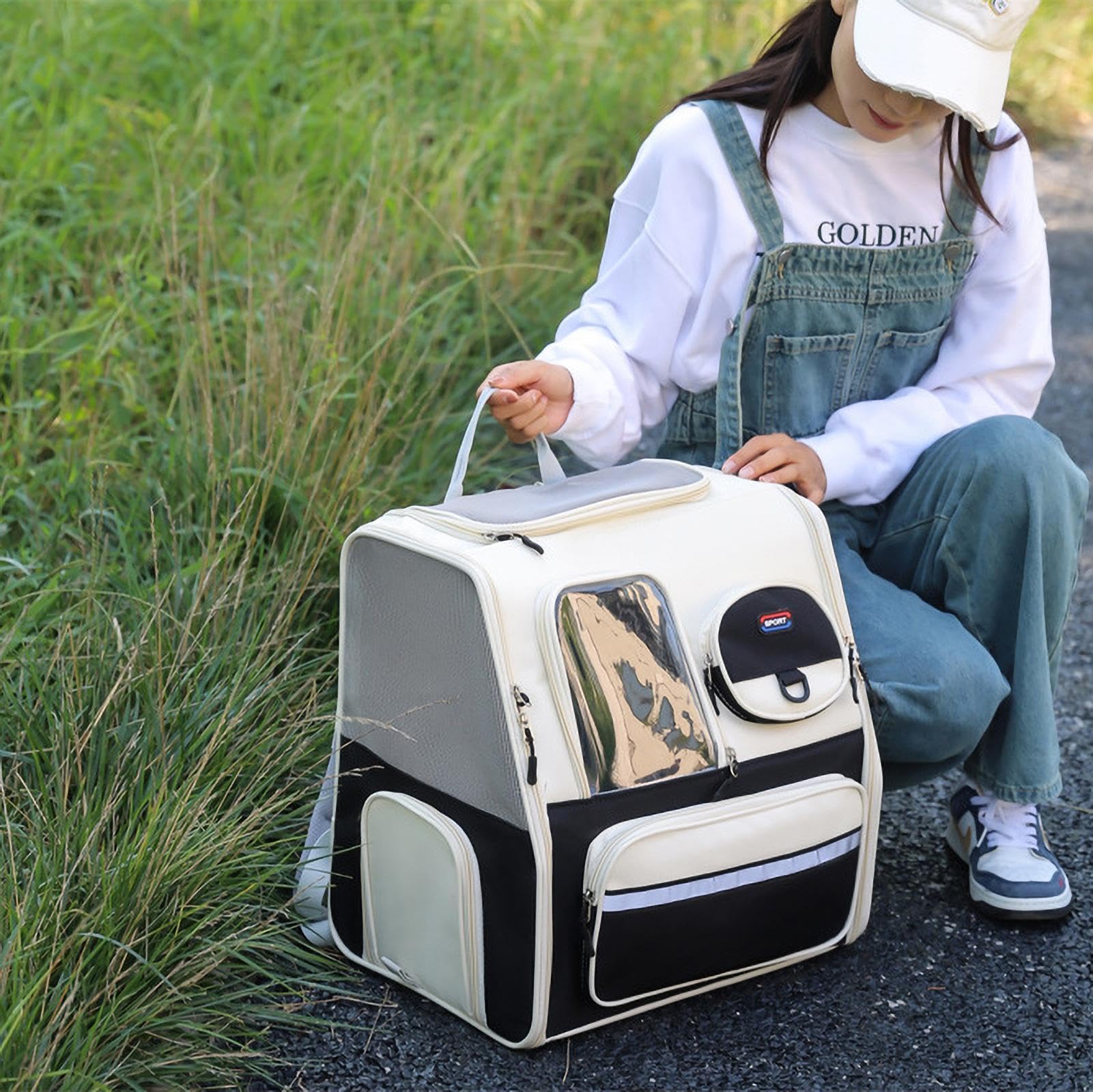 Borsa Trasportino Animali Domestici Pieghevole, Aperture Ventilazione | Zaino Per Gatti Pieghevole Aperture Multiple Di Ventilazione Per Cuccioli Campeggio Escursioni Attività Outdoor