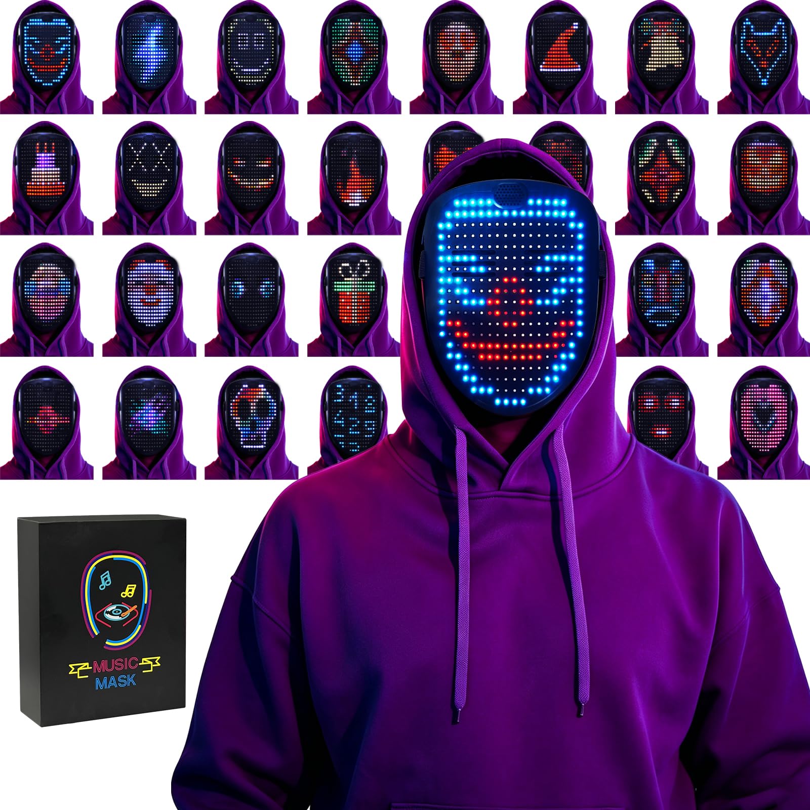 MOYACA Led Mask Light up Mask with Gesture Sensing, Cool Toys Men Boys Gift