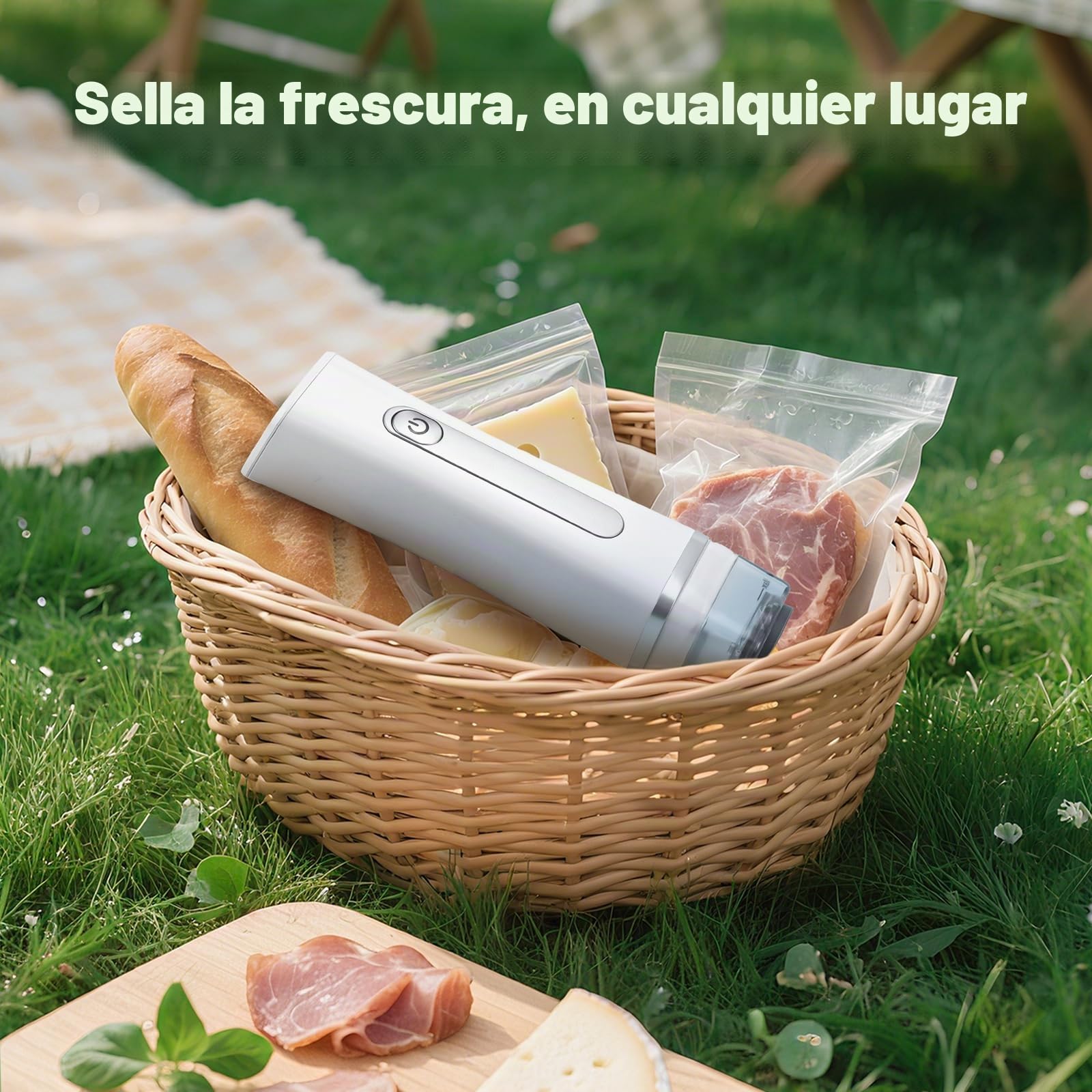 Selladora al Vacío Manual Compacta para Alimentos, Máquina Portátil con 30 Pieza Bolsas Reutilizables | Mini Selladora de Conservación, Compacta Chef para Preservar Alimentos