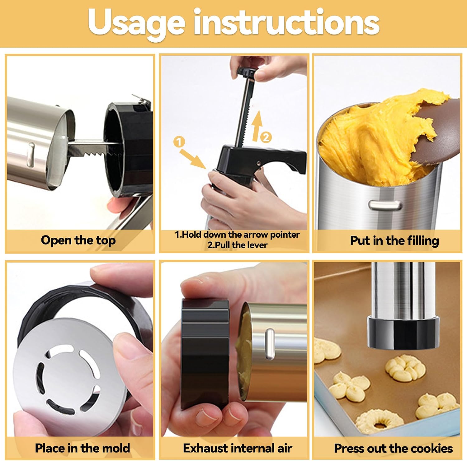Cookie Press Gun Kit, Stainless Steel with 13 Discs and 8 Tips image 5