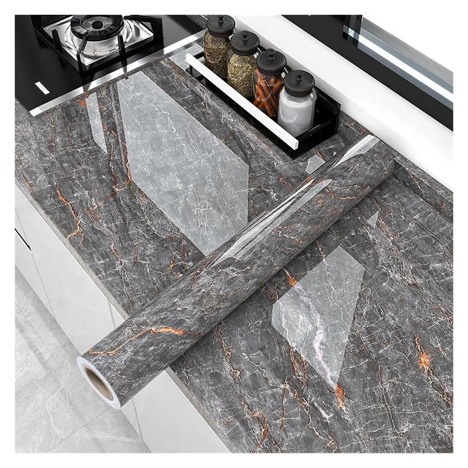 Ayztantine Self-Adhesive Wallpaper 80CM X 10M Marble Wallpaper for Kitchen Self Adhesive Oil Proof Waterproof Thermostability Wall(Color 210,10M X 60CM)