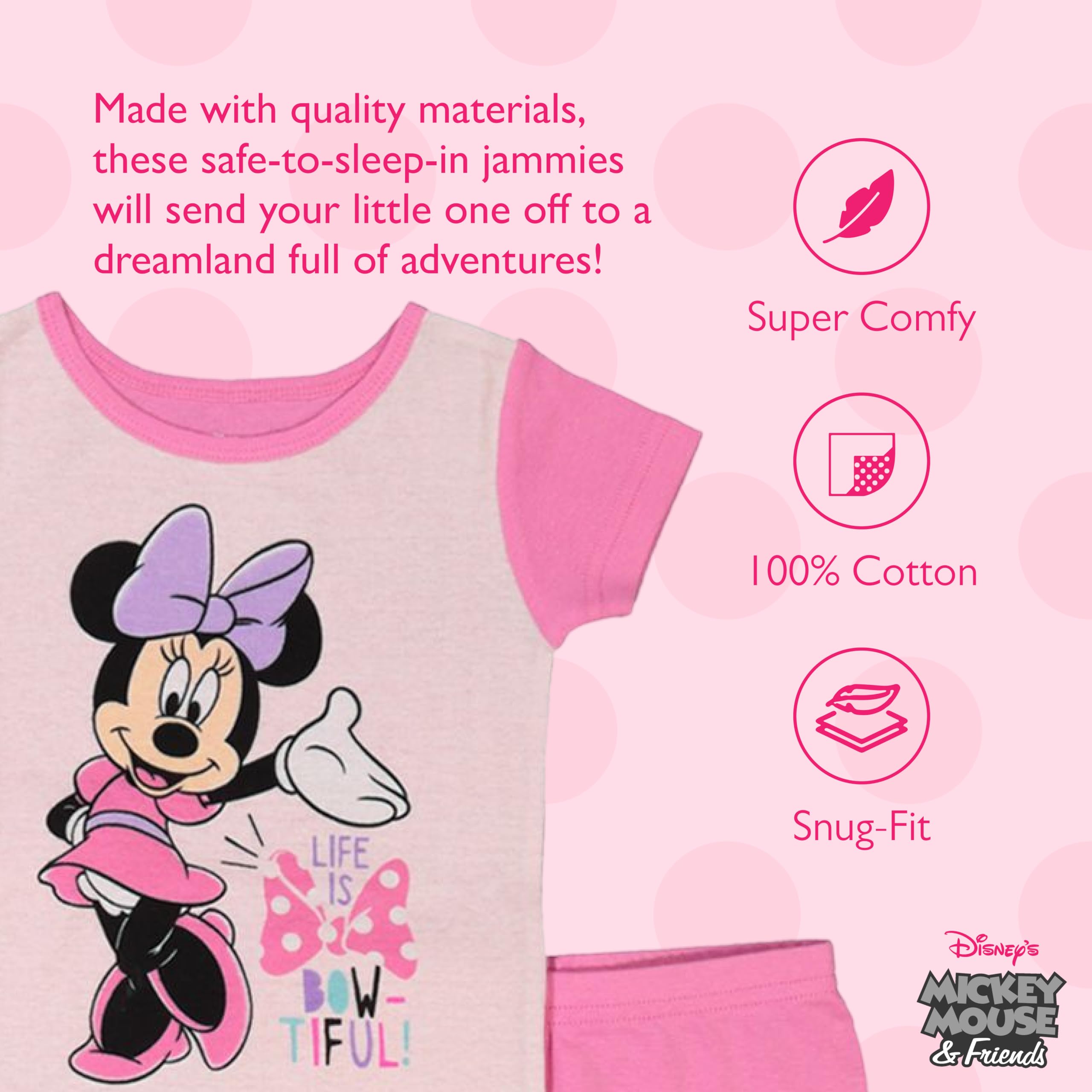 Disney Unisex-child 6-częściowy zestaw piżam bawełnianych o dopasowanym kroju, miękka i urocza dla dzieci