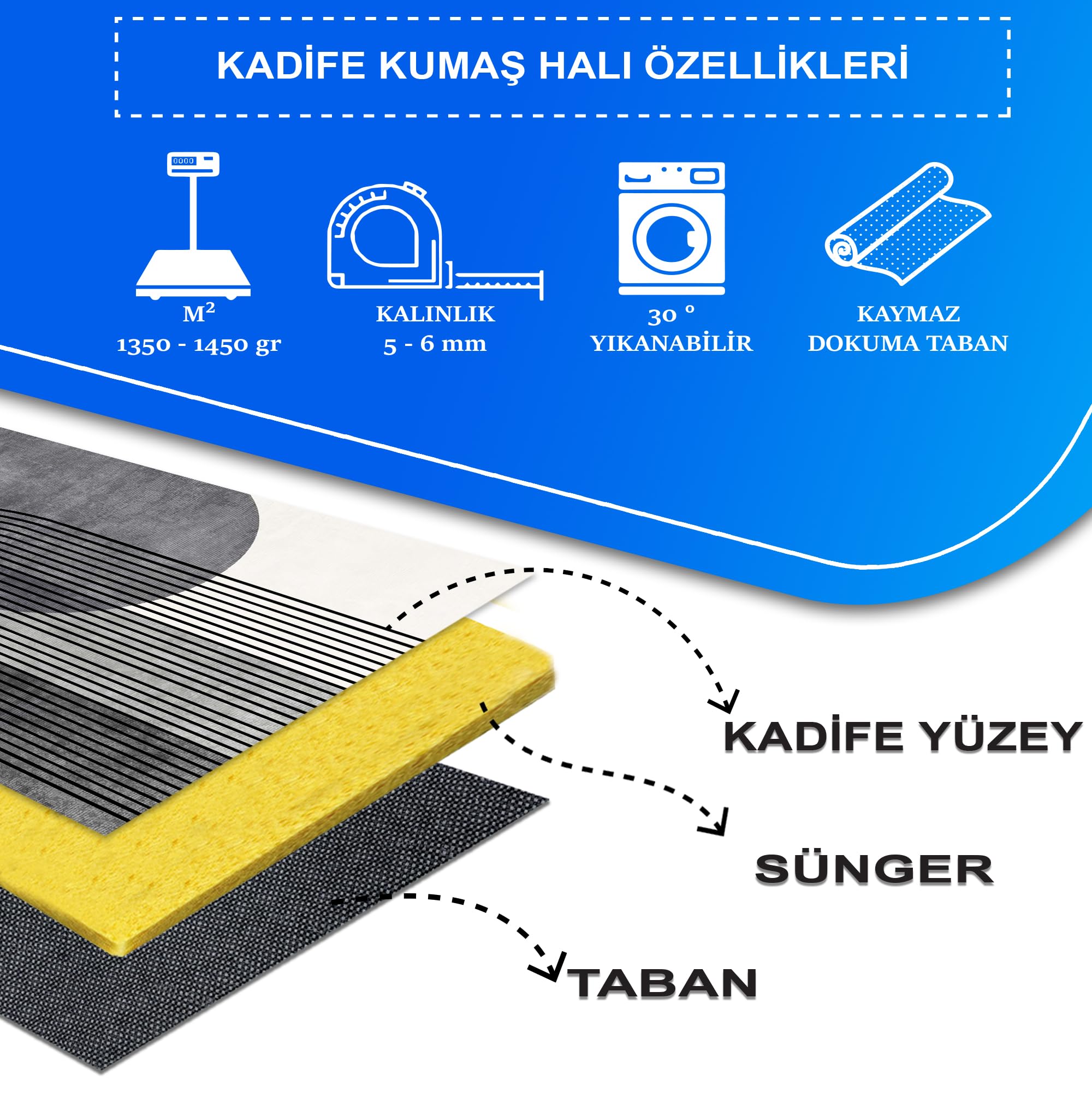 Latte Dizayn Sare Desenli Kadife Pamuk Tabanlı Yıkanabilen Kaydırmaz Antibakteriyel Salon Halısı 120x180