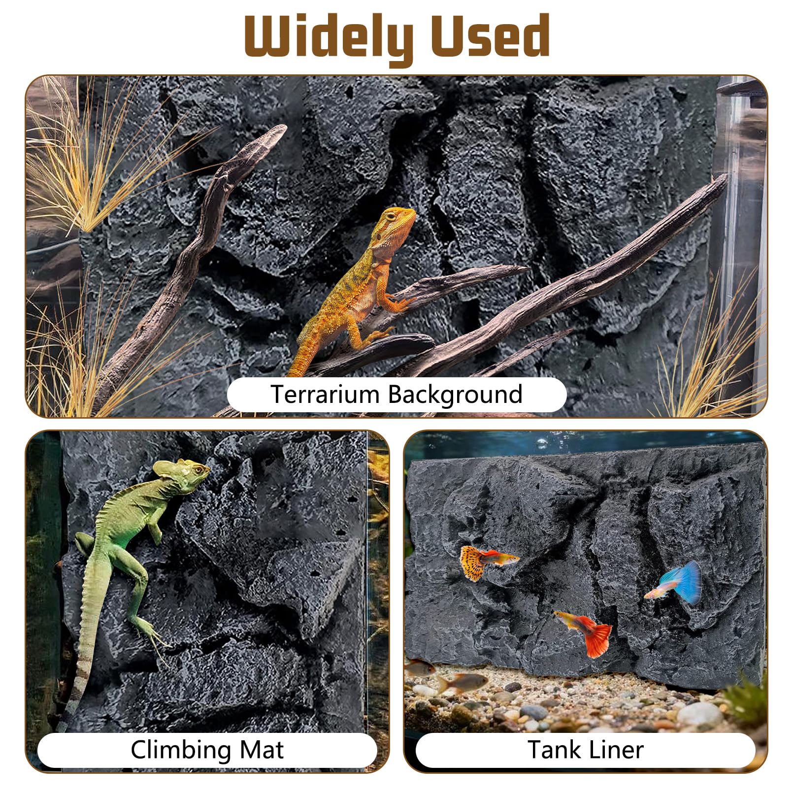 Tfwadmx Toile de fond 3D pour terrarium de reptiles - Toile de fond stéréo pour amphibiens - Décoration murale d'habitat de serpent - Pour lézard, barbu, gecko, araignée, caméléon, tortue, poisson