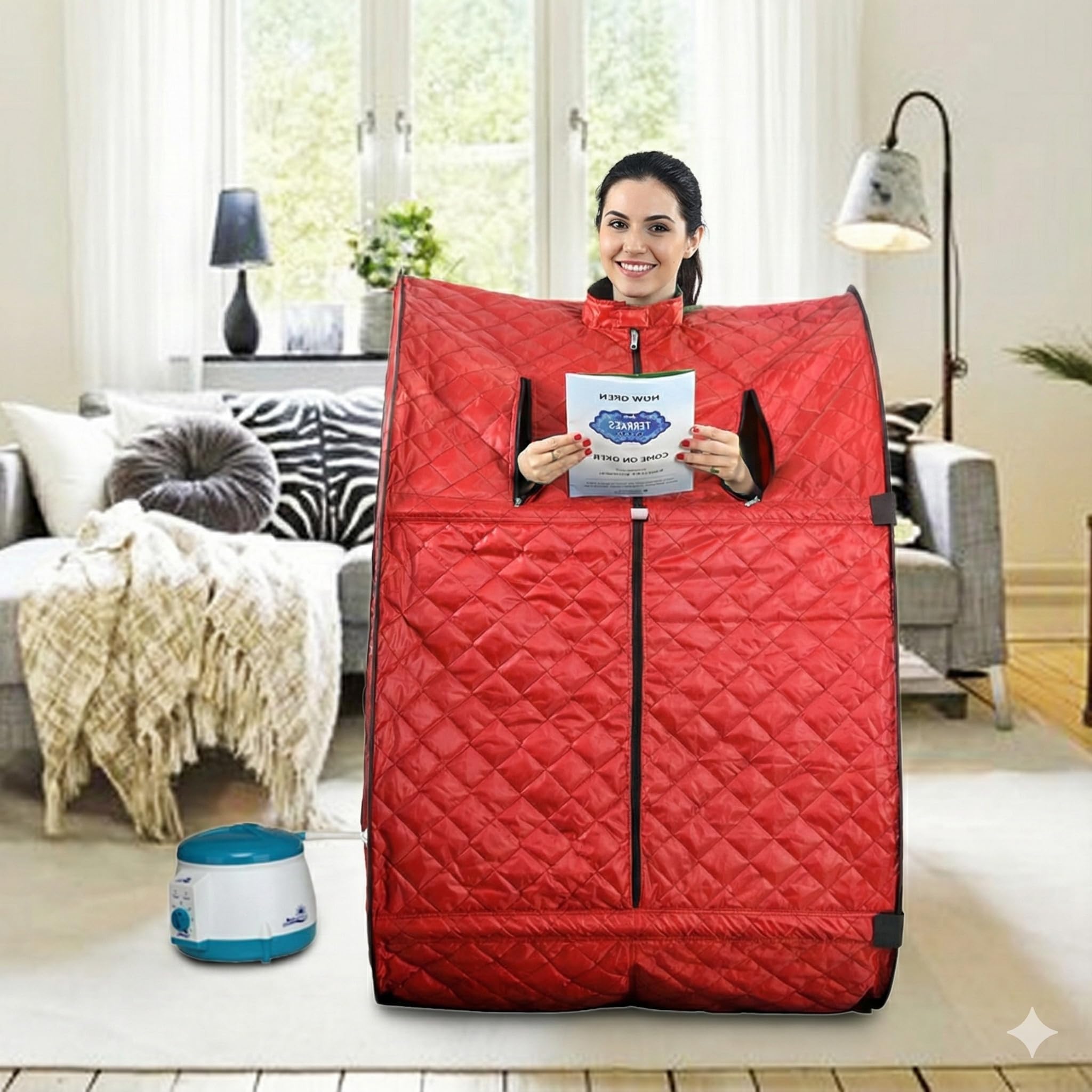 Kawachi Portable Therapeutic Steam Sauna Bath Home for Spa Weight Loss, Standard Size