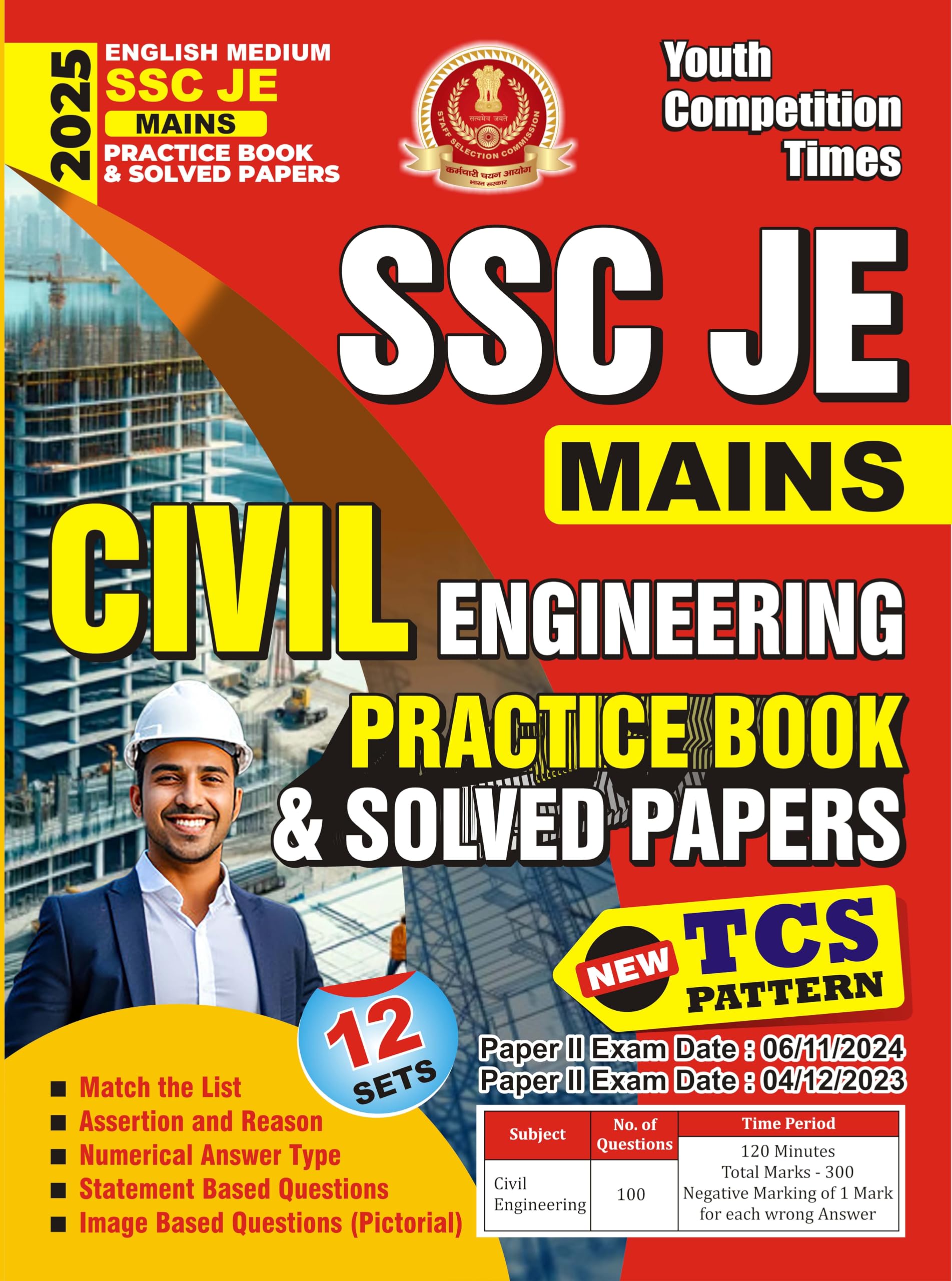 2024-25 SSC JE Mains Civil Engineering Practice Book and Solved Papers 224 450 E.
