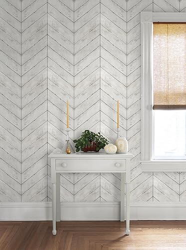 Miniatura 4 de CiCiwind Papel tapiz de madera blanca y gris, papel de contacto con textura de madera envejecida, papel de contacto autoadhesivo extraíble para