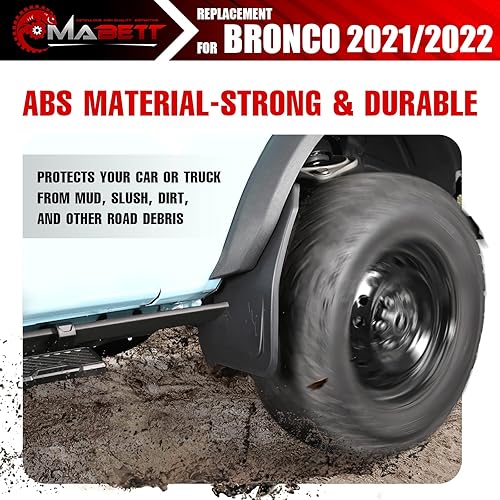 Miniatura 3 de Mabett Solapas de barro para accesorios Ford Bronco 2021, 2022, 2023, 4 puertas, no requiere perforación, solo 2 unidades