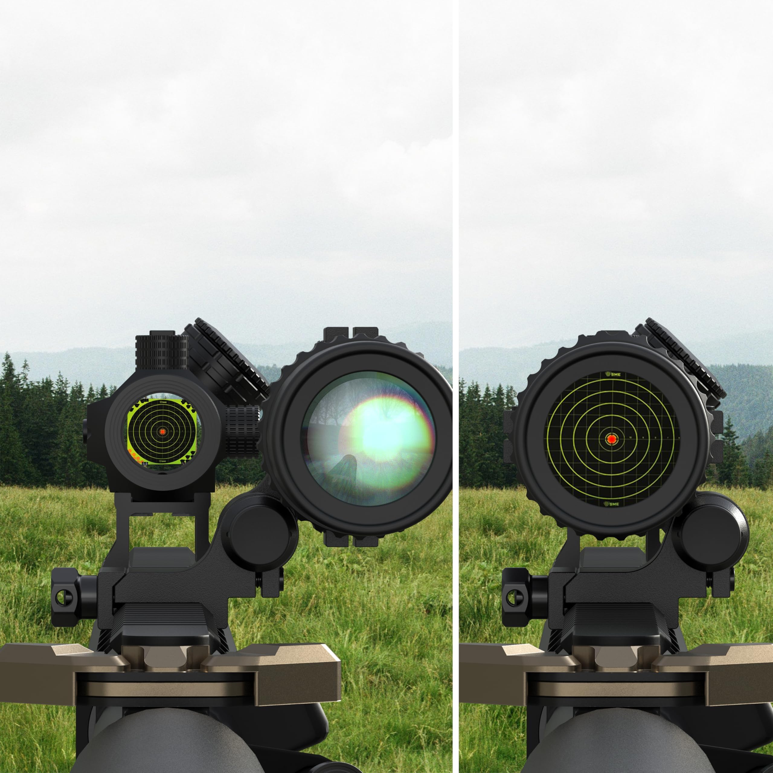 Feyachi Red Dot Magnifier, 1.5X - 5X Magnifier Airsoft Zielfernrohr Taktisches Rotpunktvisier Jagd Optiklinse with Flip Mount Kompatibel mit 21mm/22mm Picatinny/Weaver Schiene
