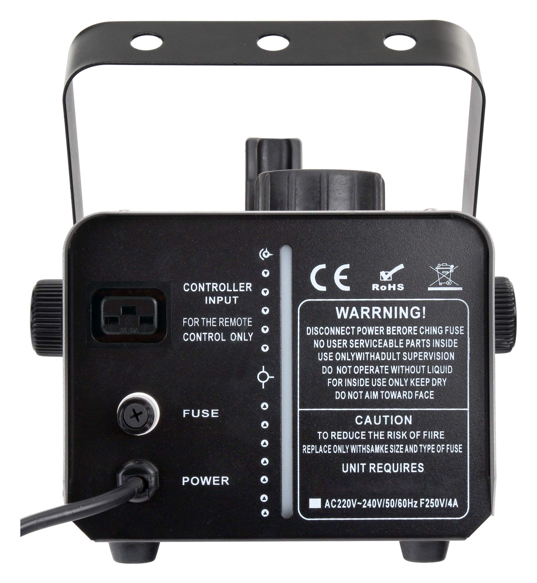 Showlite SM-600 Macchina della Neve 600W con telecomando radio (30 m³/min emissione neve, nessun tempo di riscaldamento, capacità serbatoio: 1 litro, incl. staffa di sospensione) argento