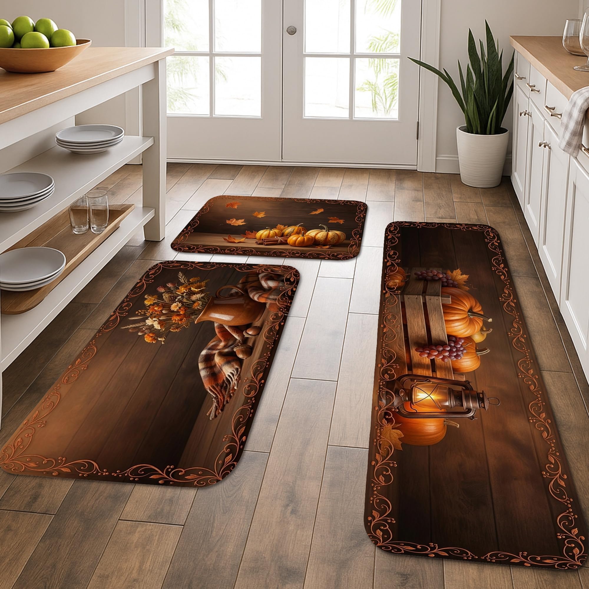 Tapis de cuisine lavables et confortables, lot de 3 tapis rustiques pour évier et bain