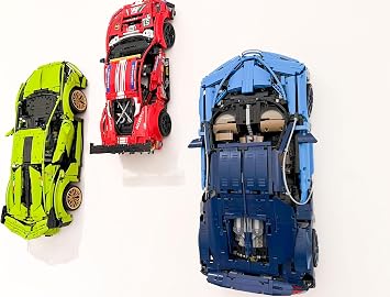 3Dudes & Dad Wall Mount Display Bracket compatible with LEGO® Technic Bugatti Chiron - Custom Designed Storage Hook for Set 42083 - 3D Printed Plastic - Supplied With Mounting Hardware