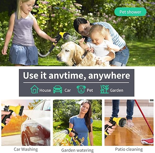 Miniatura 7 de Manguera de agua de 50 pies, manguera de jardín de acero inoxidable resistente con boquilla de 10 funciones, manguera de metal ligera, sin