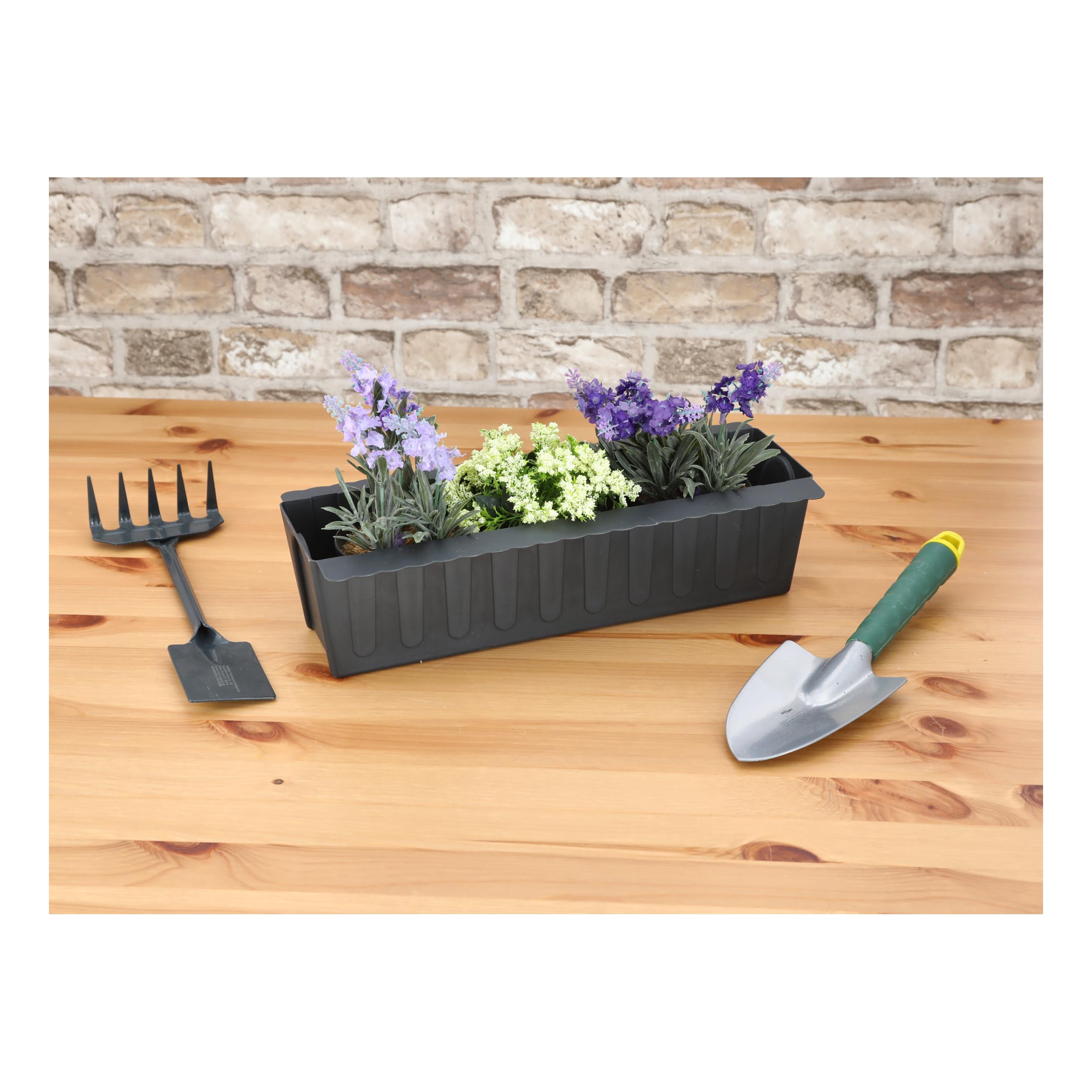 MC-Trend Juego de 6 maceteros para palés, jardineras para palés europeos, maceteros de plástico, diseño de ola (6 unidades)