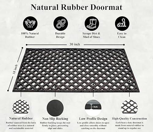 Miniatura 3 de A1 Home Collections A1HCLTH03 Felpudo A1HC de 18 x 30 pulgadas para entrada al aire libre, suelo de diseño divertido, tapete de goma antideslizante