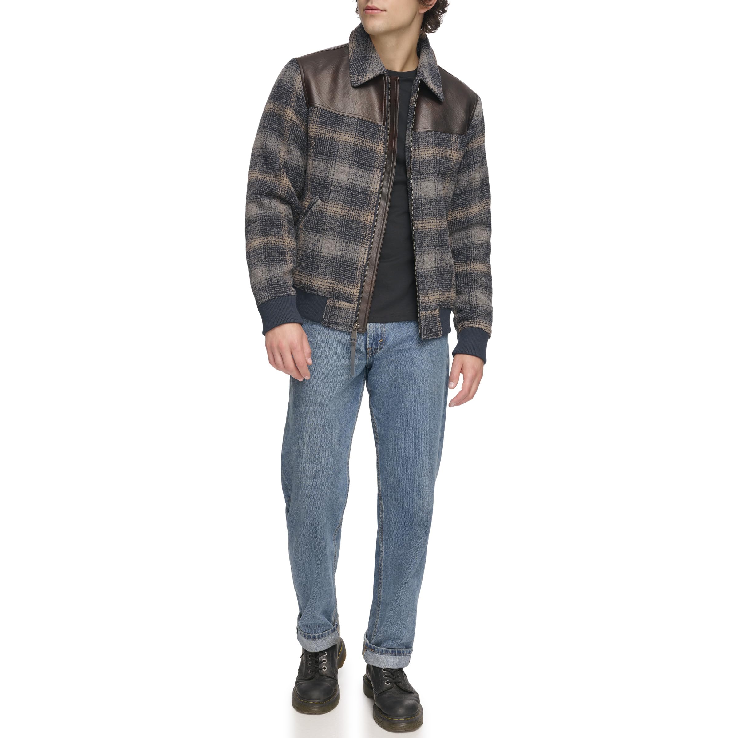 Levi's mens Levi's Men's Mixed Media Western Plaid Bomber Jacket