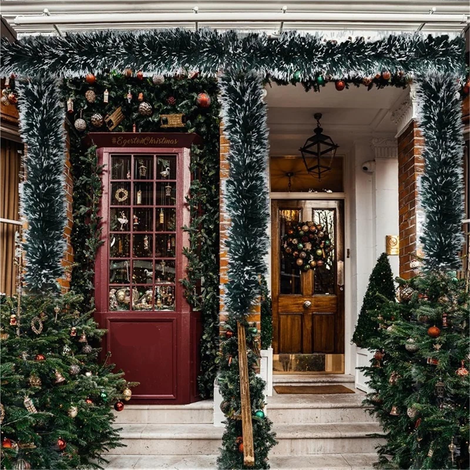 Weihnachtsgirlande Weihnachten grün Zuckerrohr Bänder Girlande Lametta hängen Anhänger Kranz Bänder Weihnachtsbaum Ornament Hochzeit Party Dekoration(Green,5000CM (25Roll))