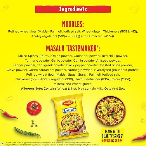 Vista 5 de Maggi - Fideos Masala de 2 minutos de cocción, 12 unidades de 70 g (2.46 onzas) c/u, fabricado en India