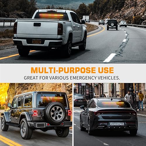 Miniatura 6 de XRIDONSEN Barra de luz de asesor de tráfico de 35 pulgadas 144 luces LED estroboscópicas rojas ámbar advertencia de emergencia intermitente