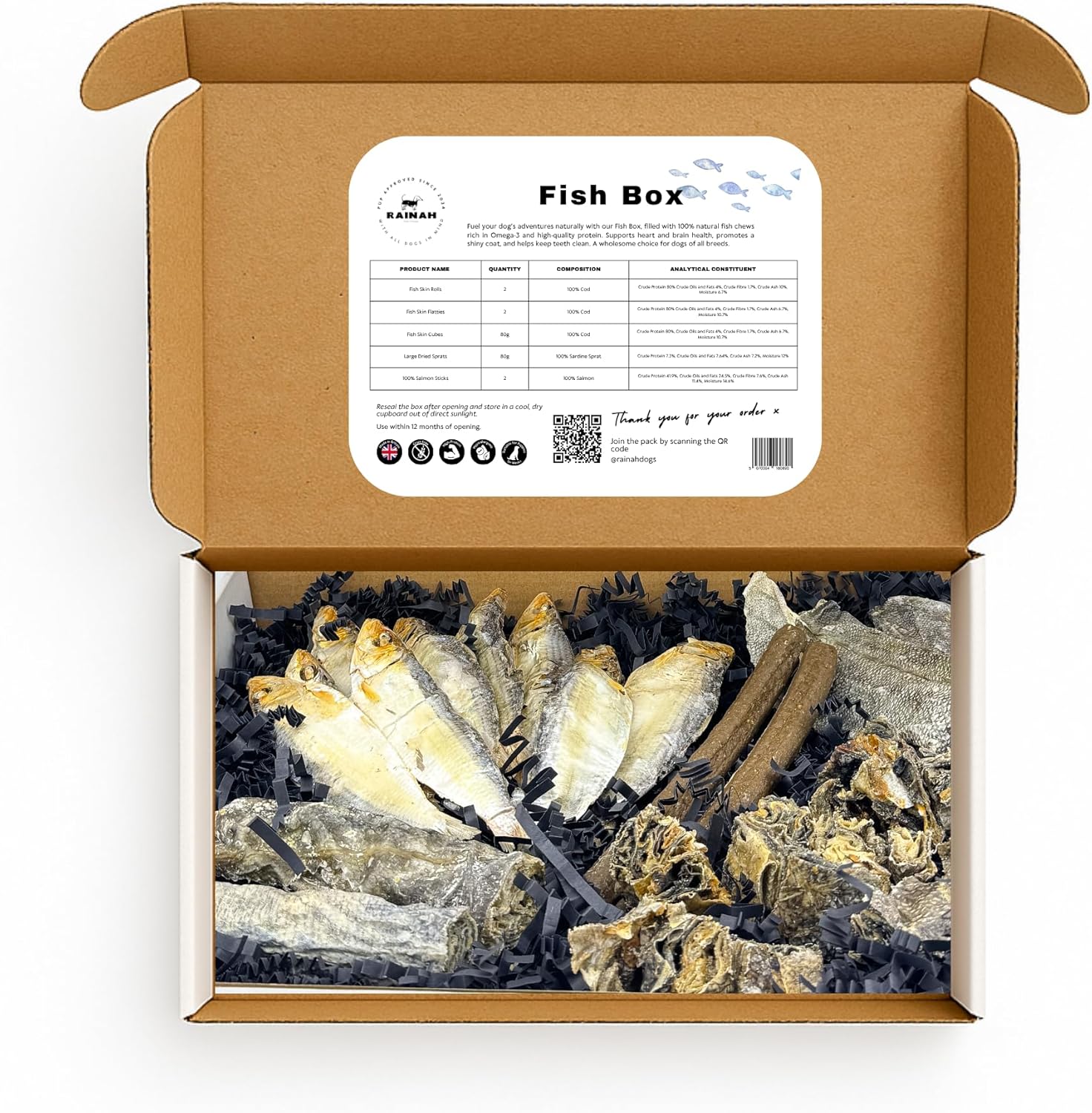 Rainah Fish Chew Selection Box for Dogs – 100% Natural Fish Dog Treats, High Protein, Grain Free, Rich in Omega-3 for Skin, Coat, Heart & Brain Health