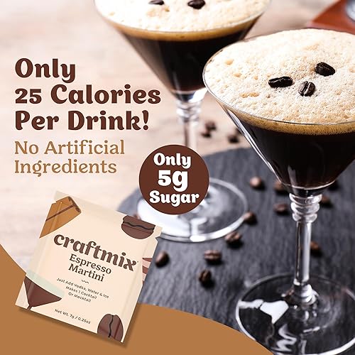 Miniatura 4 de Craftmix - Mezcla para preparar espresso martini, para 12 cócteles, café real, vegana, baja en carbohidratos, calorías y azúcar, sin OMG, lácteos ni