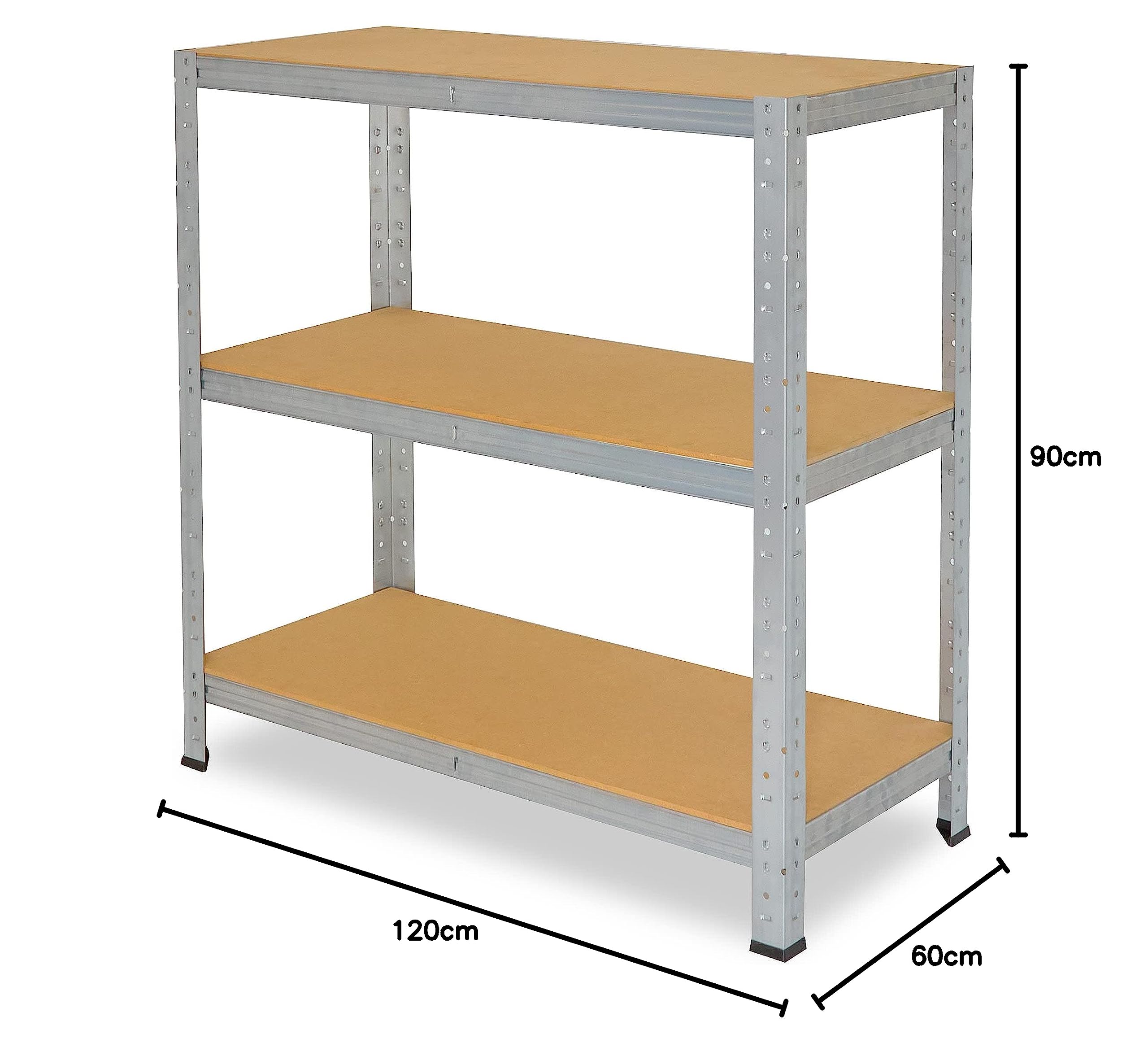 shelfplaza® 90x120x60cm Home Schwerlastregal verzinkt/Metallregal mit 3 Böden/Kellerregal Metall, Garagenregal, Werkstattregal oder Regal Lagerregal/Steckregal Metall mit 175kg Tragkraft