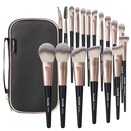 MAANGE - Juego de 18 brochas de maquillaje profesional de alta calidad para cara sintética Kabuki, kit de brochas de maquillaje para base, polvo de