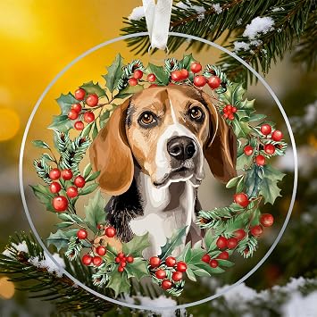 Beagle Christmas Ornament 2025 - Dog Christmas Ornaments, Large Size 3.94 in Personalized Pet Ornament for Xmas Tree Decor, Gift for Dog Lovers, Custom Keepsake for Holiday Home Decoration Beagle