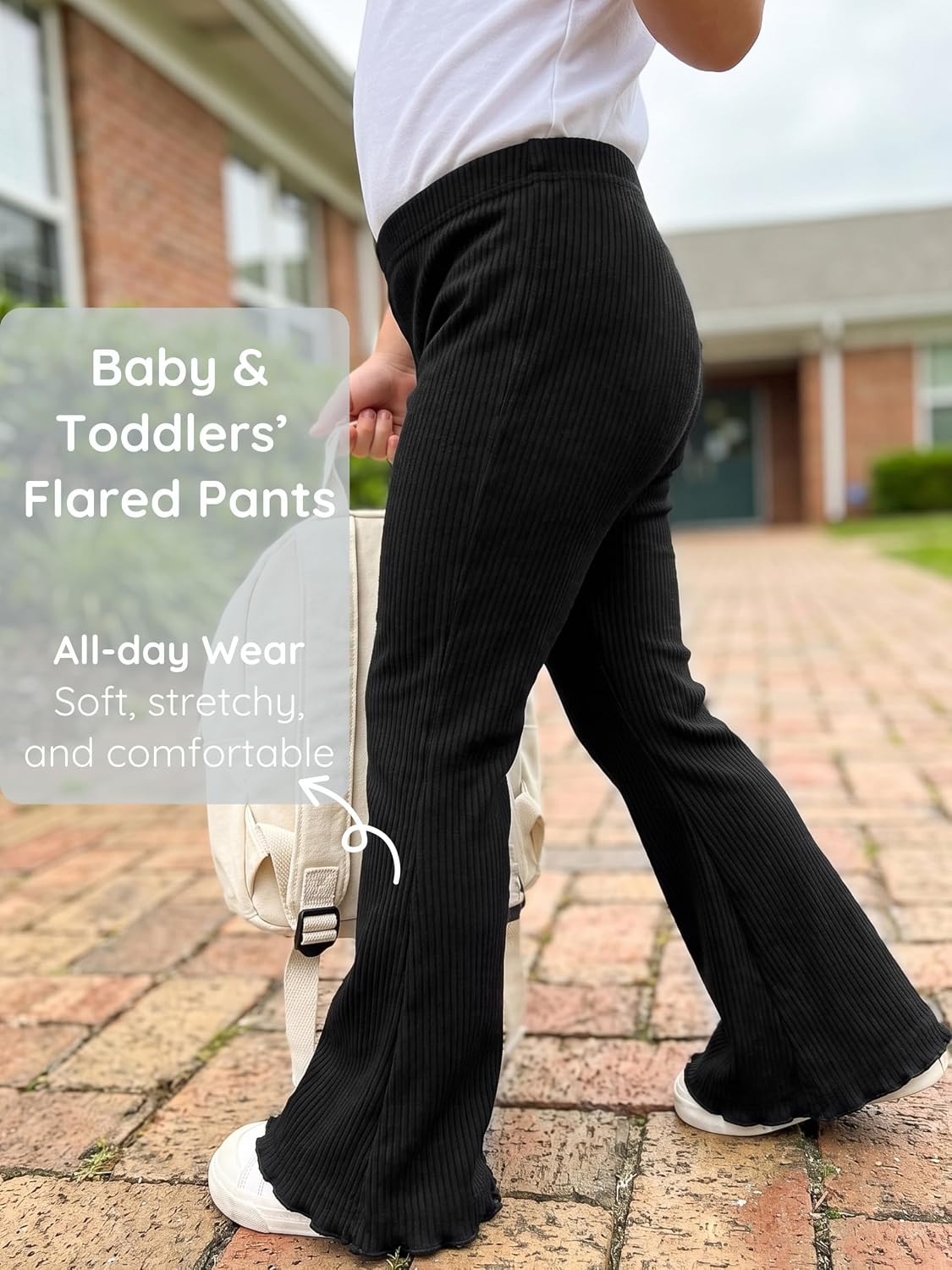 4 Pack Girl Flare Pants Ribbed Bell Bottom Leggings Soft Cotton