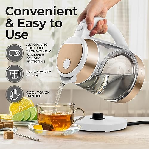 Miniatura 3 de Zulay Kitchen Hervidor de agua eléctrico de ebullición rápida, 1.7 L, 1500 W, apagado automático para protección contra sobreebullición y ebullición