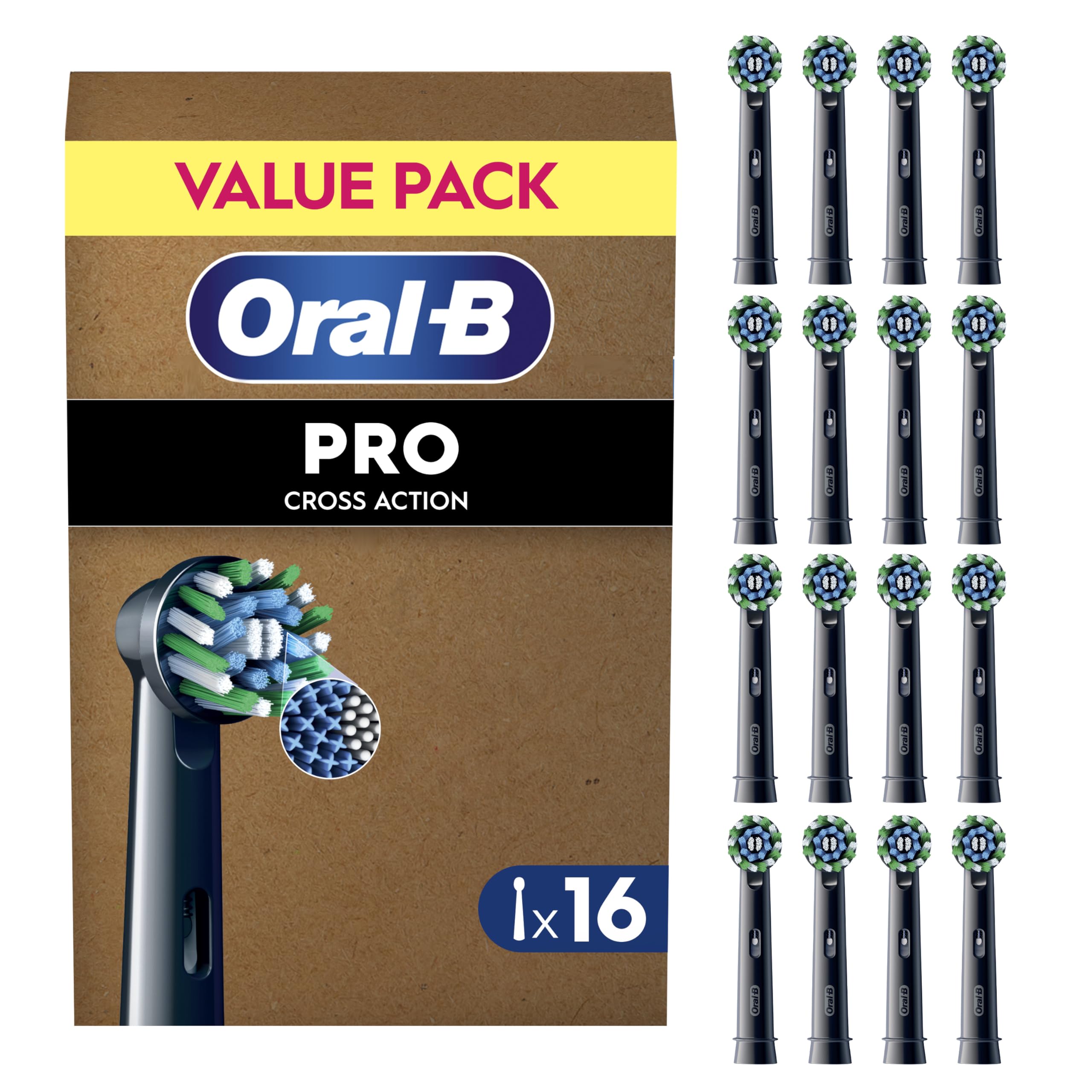 Oral-B Pro Cross Action - Cabezales originales para cepillo de dientes eléctrico Oral-B (16 unidades)