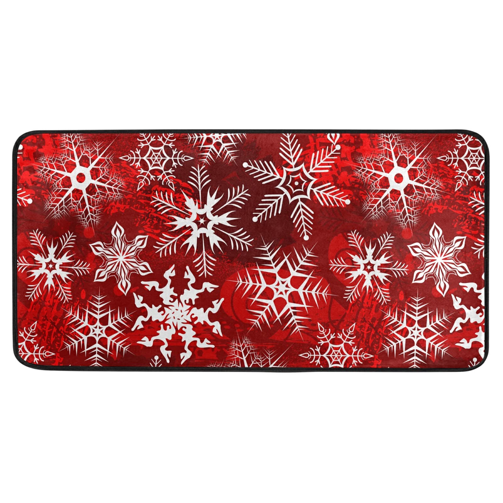 Christmas Rug Kitchen Rugs Runner Christmas Red Pattern with Snowflakes Flower Doormat Bath Rugs Non Slip Area Rugs for Bathroom Kitchen Indoor 39" X