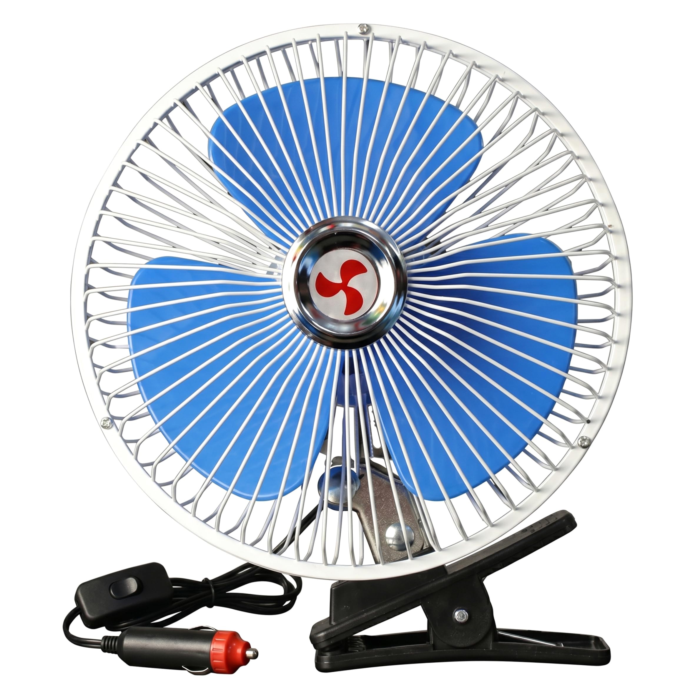8 Inch 12V Clip-On Car Fan with Adjustable Airflow & 180° Oscillation Cooling Fan for Vehicle