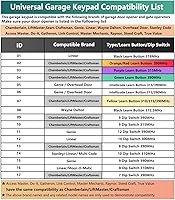 Vista 2 de Teclado universal inalámbrico para abridor de puerta de garaje sin llave, compatible con LiftMaster, Chamberlain, Craftsman, Genie, Linear, Wayne